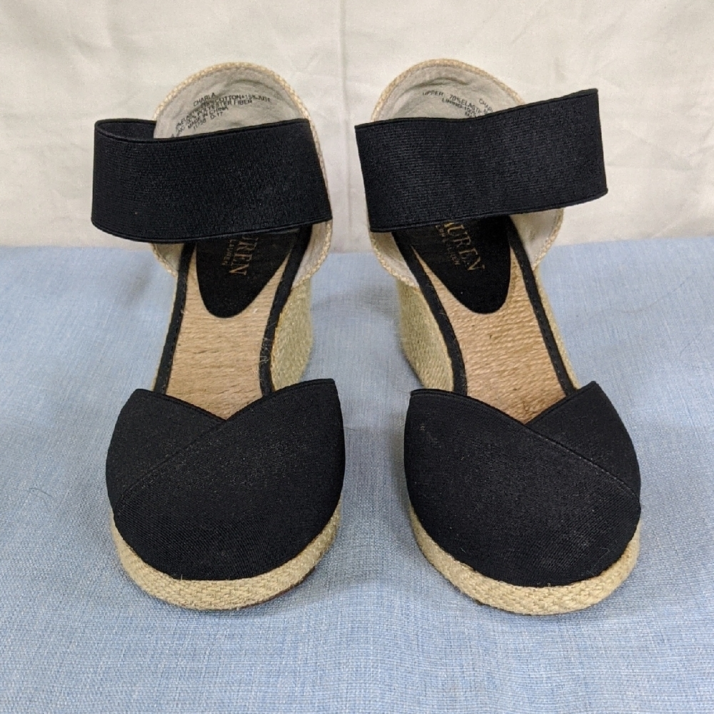 Ralph Lauren Black and Tan Espadrilles with Jute Sole